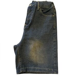 Falmer Heritage Long Dark Acid Wash Stretch Denim Shorts